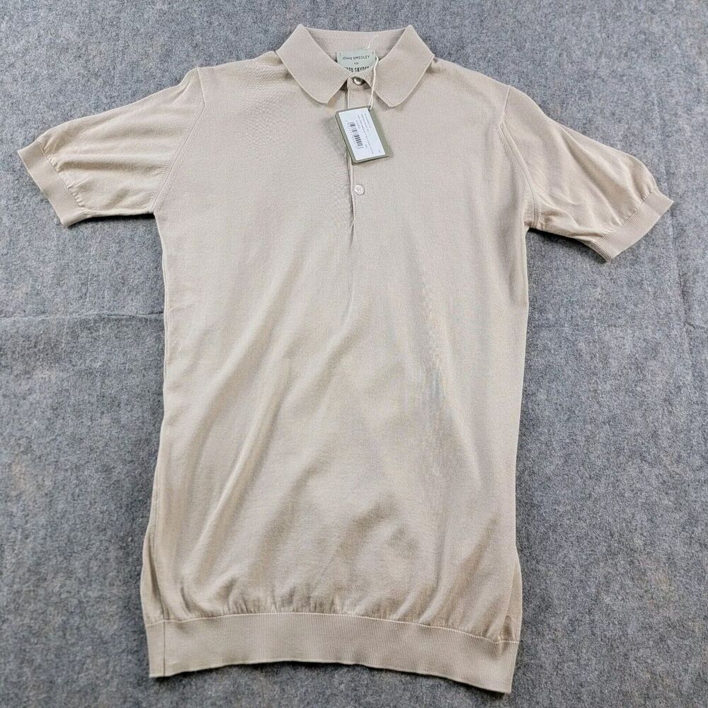 John Smedley x Todd Snyder Cotton Adrian Polo Shirt size S Beige Almond